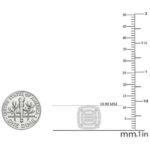 1/2 ct Natural Diamond Composite Halo Earrings - Picture 3 of 5
